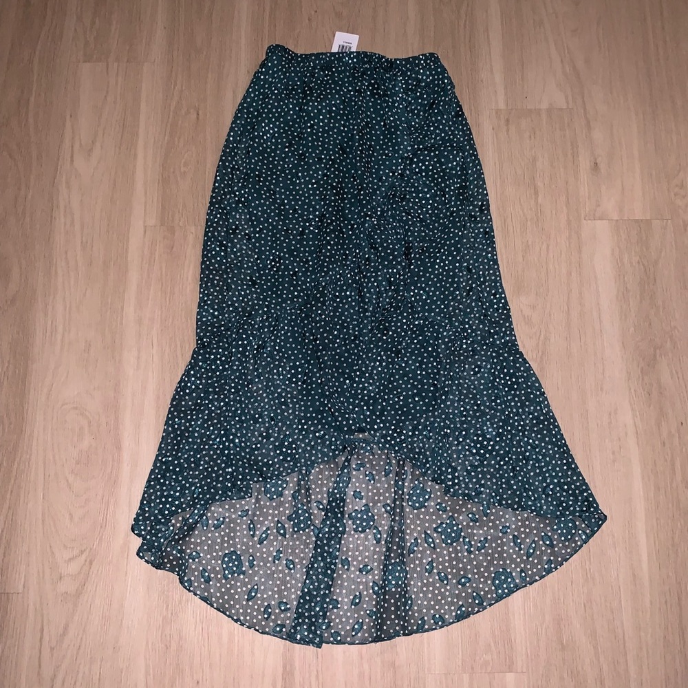 NWT SAGE THE LABEL TEXTURED RUFFLE POLKA DOT SKIRT S ANTHROPOLOGIE